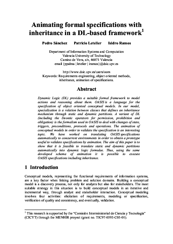 (PDF) Animating Formal Specifications with Inheritance in a DL-Based ...