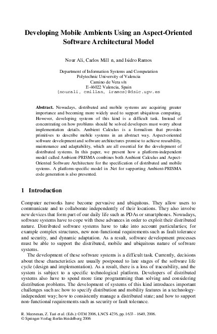 (PDF) Developing Mobile Ambients Using an Aspect-Oriented Software ...