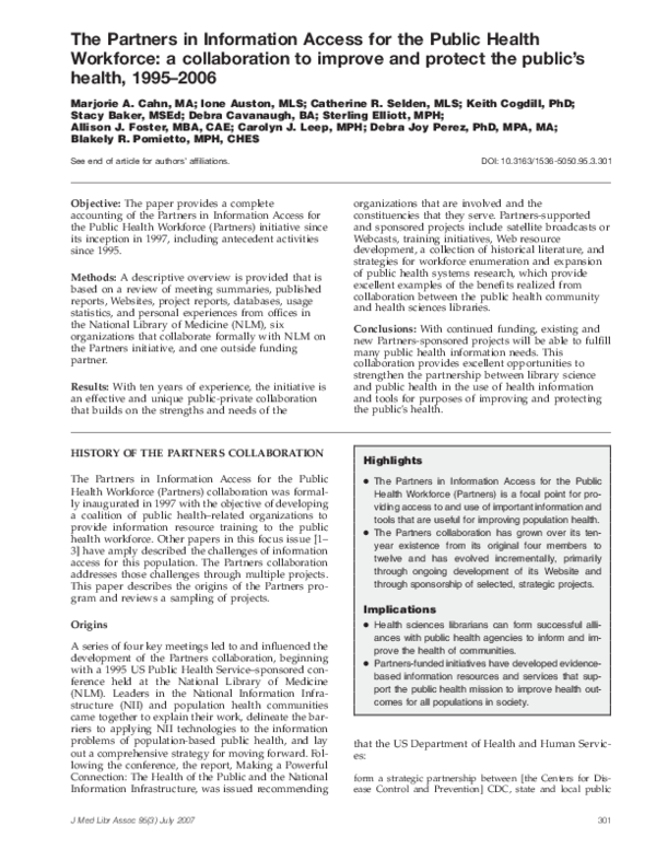 (PDF) The Partners in Information Access for the Public Health ...