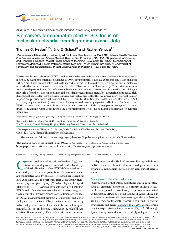 (PDF) Biomarkers for combat-related PTSD: focus on molecular networks ...