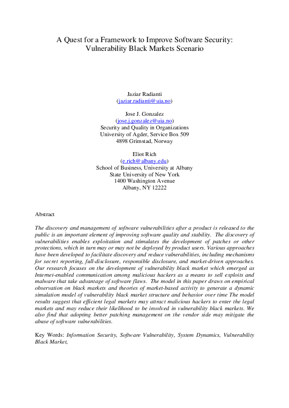 (PDF) A quest for a framework to improve software security ...