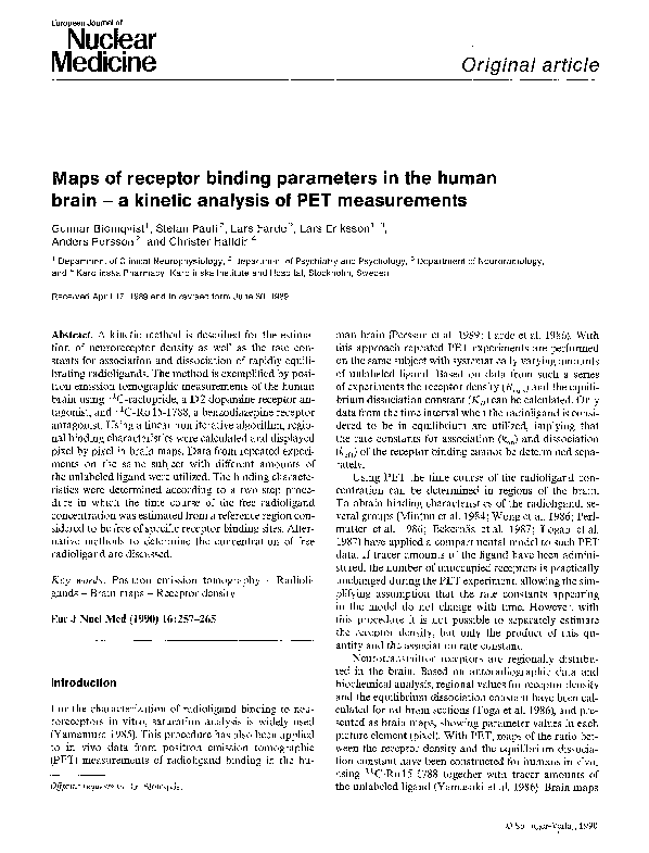 (PDF) Maps of receptor binding parameters in the human brain ? a ...