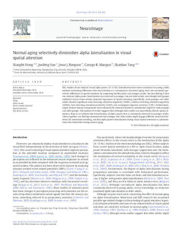 (PDF) Normal aging selectively diminishes alpha lateralization in ...
