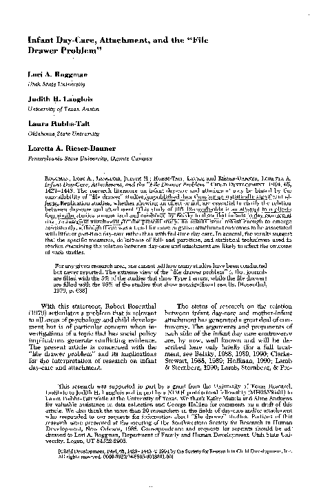 (PDF) Infant Day-Care, Attachment, and the 
