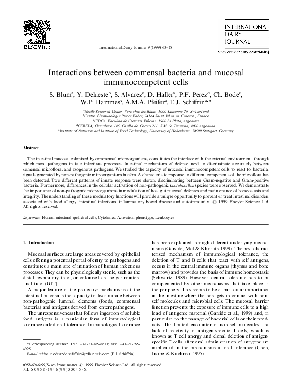 (PDF) Interactions between commensal bacteria and mucosal ...