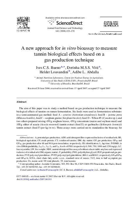 (PDF) A new approach for in vitro bioassay to measure tannin biological ...