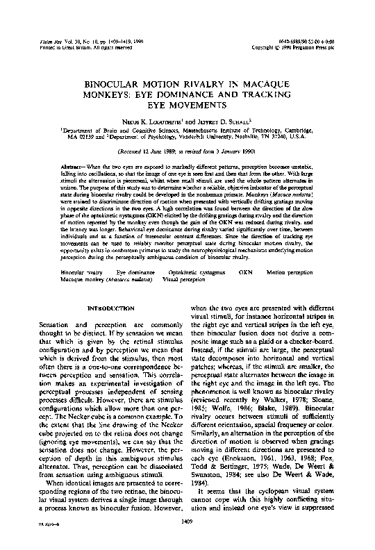 (PDF) Binocular motion rivalry in macaque monkeys: Eye dominance and ...
