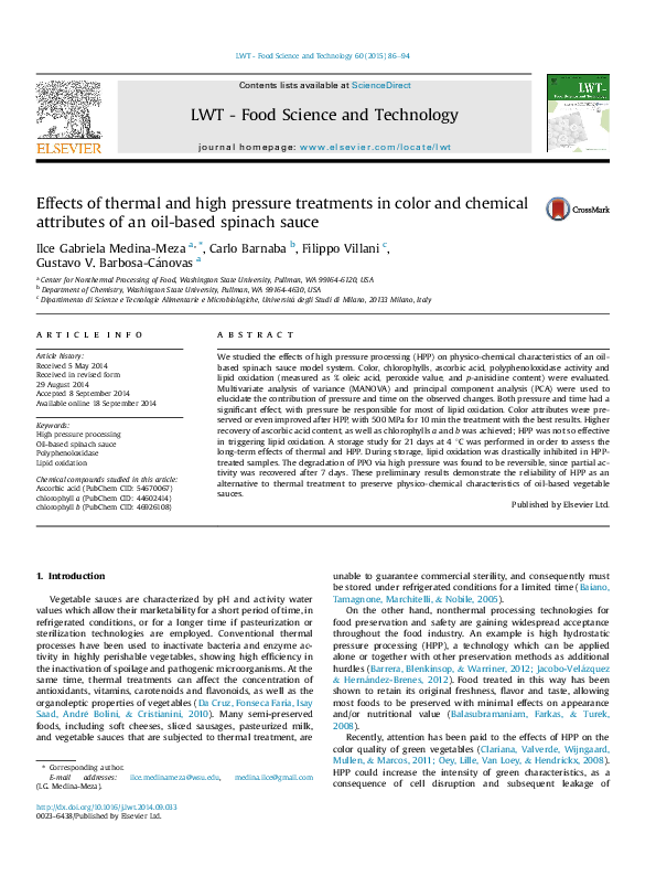 (PDF) Effects of thermal and high pressure treatments in color and ...