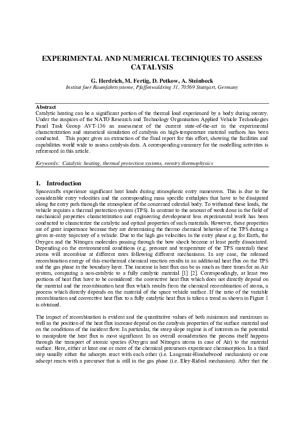 (PDF) Experimental and numerical techniques to assess catalysis
