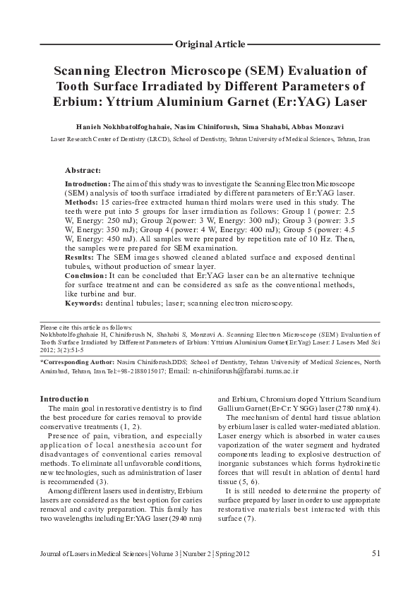 (PDF) Scanning Electron Microscope (SEM) Evaluation of Tooth Surface ...