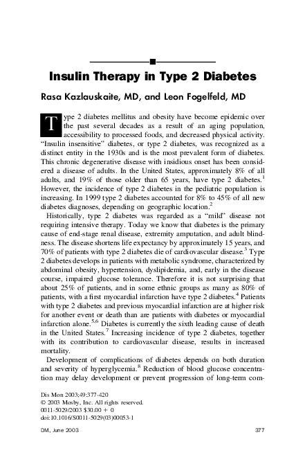 (PDF) Insulin therapy in type 2 diabetes