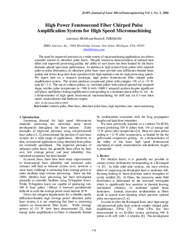 (PDF) High Power Femtosecond Fiber Chirped Pulse Amplification System ...