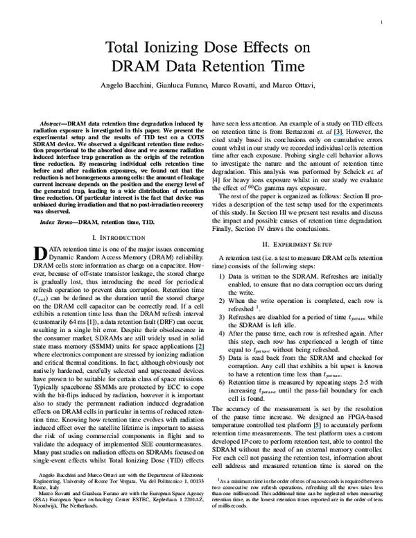 (PDF) Total Ionizing Dose Effects on DRAM Data Retention Time