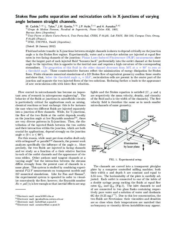 (PDF) Flow distribution in 4 channels junctions at low Reynolds numbers ...