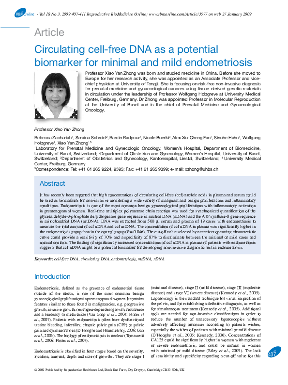(PDF) Circulating cell-free DNA as a potential biomarker for minimal ...