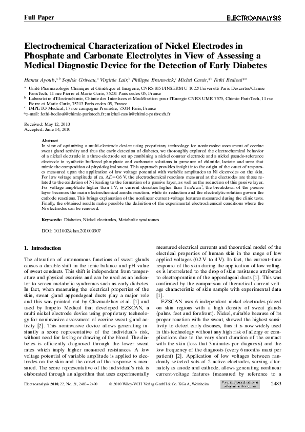 (PDF) Electrochemical Characterization of Nickel Electrodes in