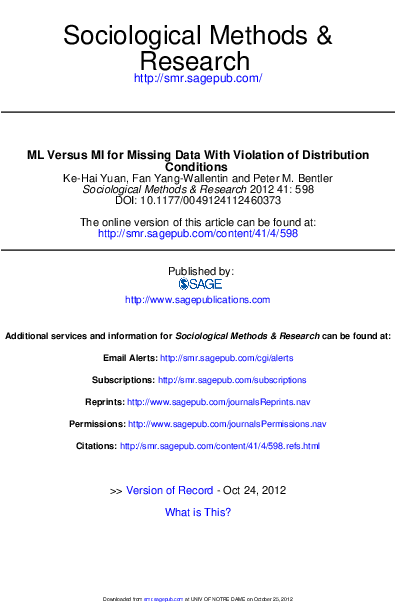 (PDF) ML Versus MI for Missing Data With Violation of Distribution ...