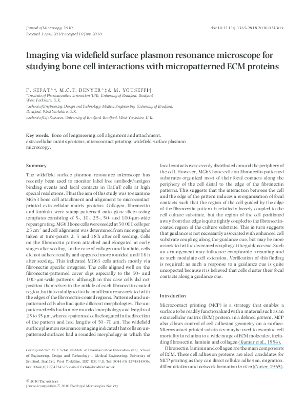 (PDF) Imaging via widefield surface plasmon resonance microscope for ...