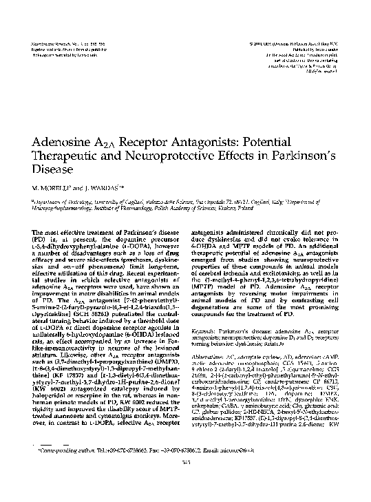 (PDF) Adenosine A2A receptor antagonists: Potential therapeutic and ...