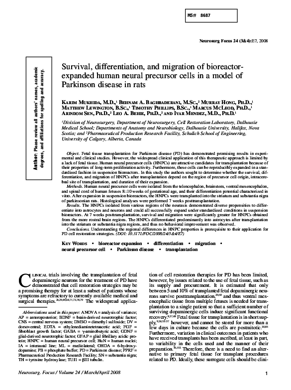 (PDF) Survival, differentiation, and migration of bioreactor-expanded ...