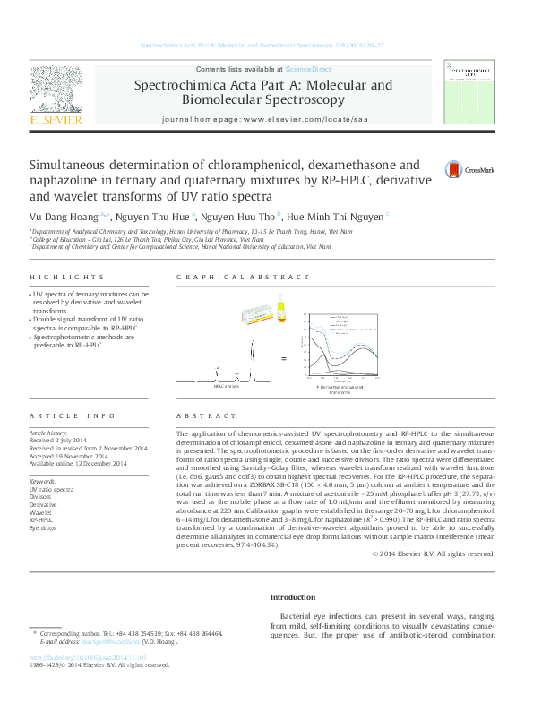 (PDF) Simultaneous determination of chloramphenicol, dexamethasone and