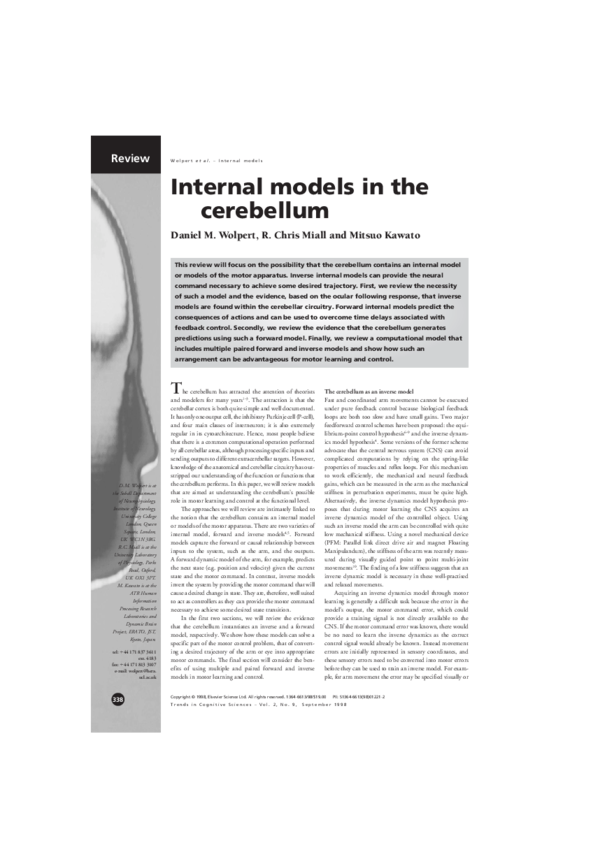 (PDF) Internal models in the cerebellum