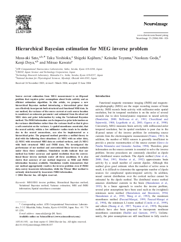 (PDF) Hierarchical Bayesian estimation for MEG inverse problem