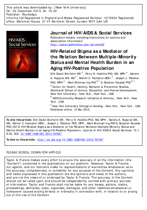 (PDF) HIV-Related Stigma as a Mediator of the Relation Between Multiple ...