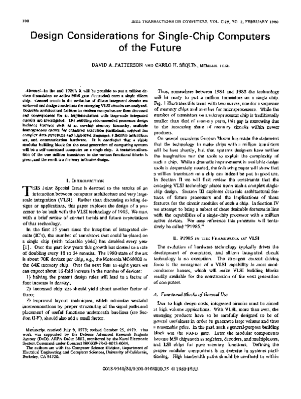 (PDF) Design Considerations for Single-Chip Computers of the Future