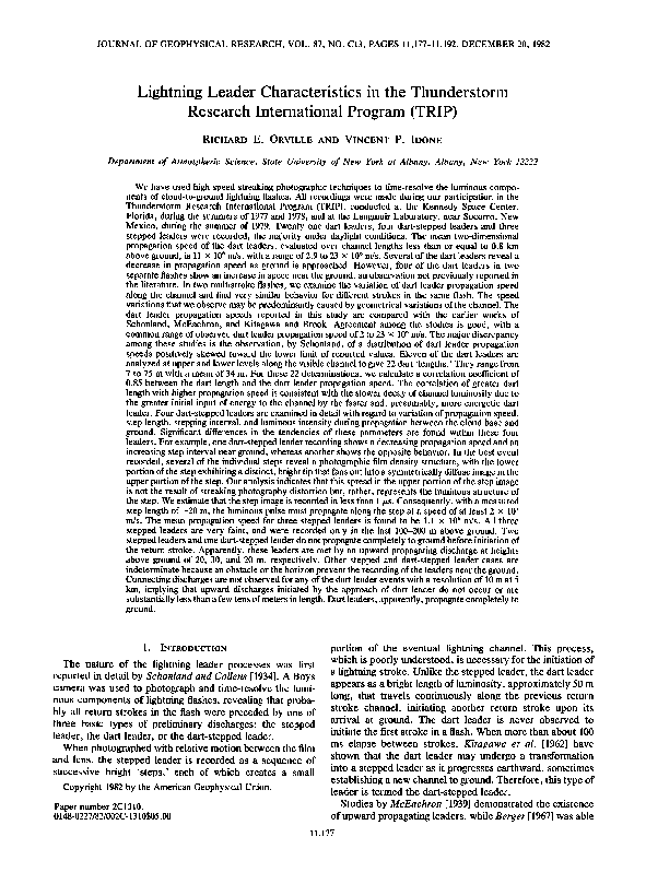 (PDF) Lightning leader characteristics in the Thunderstorm Research ...