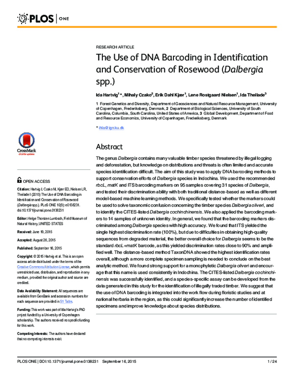 (PDF) The Use of DNA Barcoding in Identification and Conservation of ...