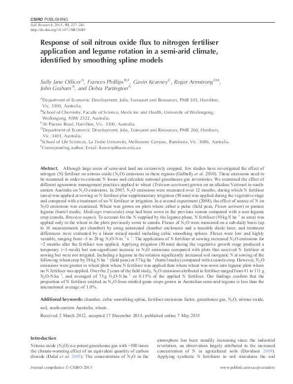 (PDF) Response of soil nitrous oxide flux to nitrogen fertiliser ...