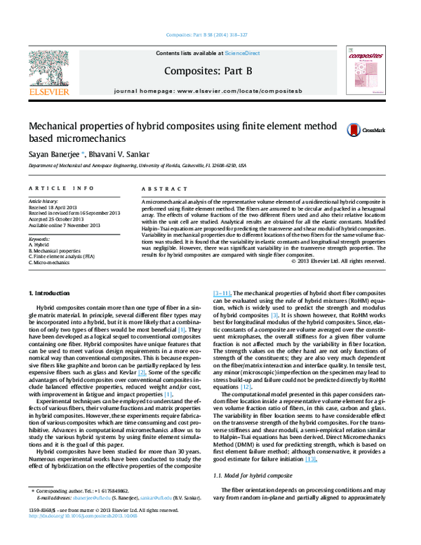 (PDF) Mechanical properties of hybrid composites using finite element ...