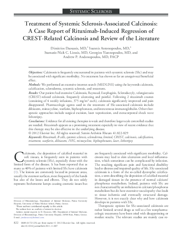(PDF) Treatment of Systemic Sclerosis-Associated Calcinosis: A Case ...