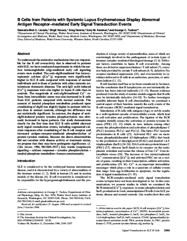 (PDF) B cells from patients with systemic lupus erythematosus display ...