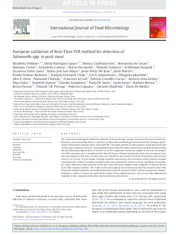 (PDF) European validation of Real-Time PCR method for detection of ...