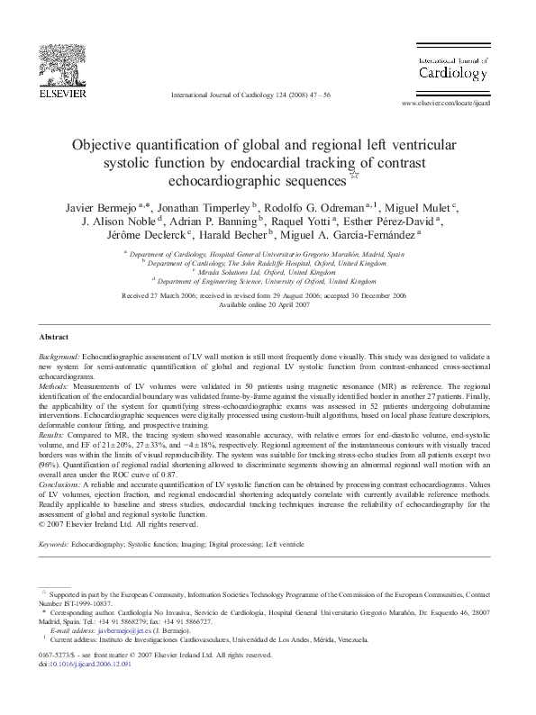 (PDF) Objective quantification of global and regional left ventricular ...