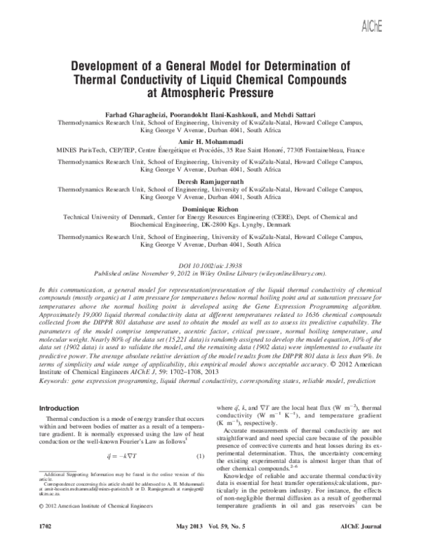 (PDF) Development of a general model for determination of thermal ...