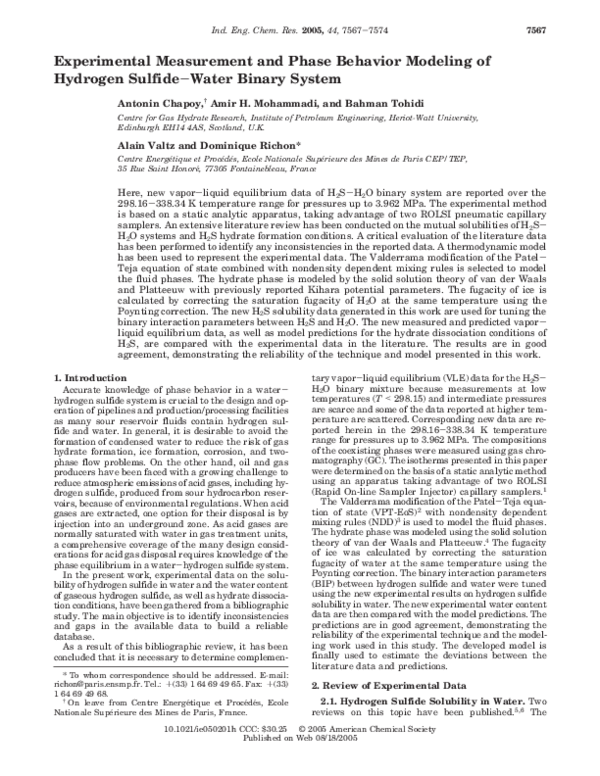 (PDF) Experimental Measurement and Phase Behavior Modeling of Hydrogen ...