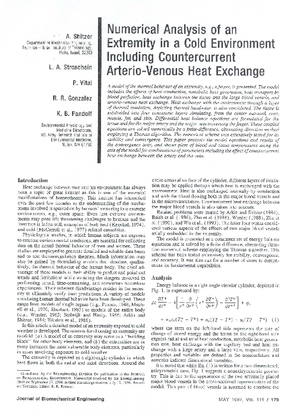 (PDF) Numerical Analysis of an Extremity in a Cold Environment ...
