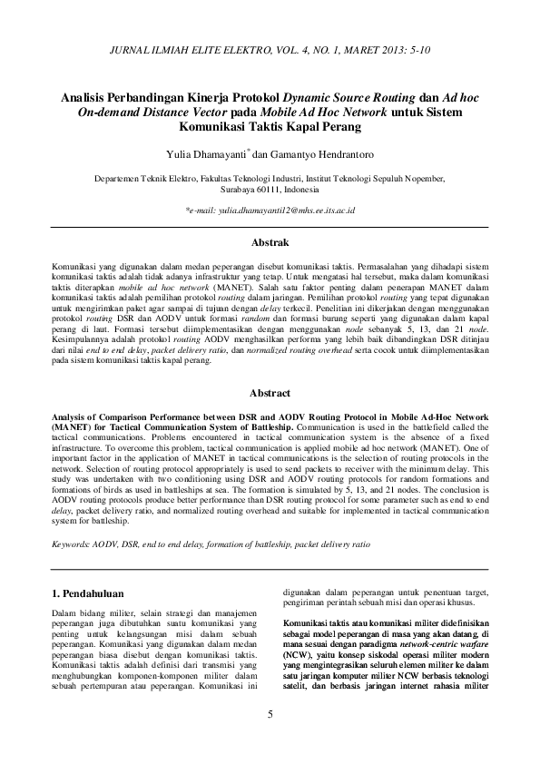 (PDF) Analisis Perbandingan Kinerja Protokol Dynamic Source Routing dan ...