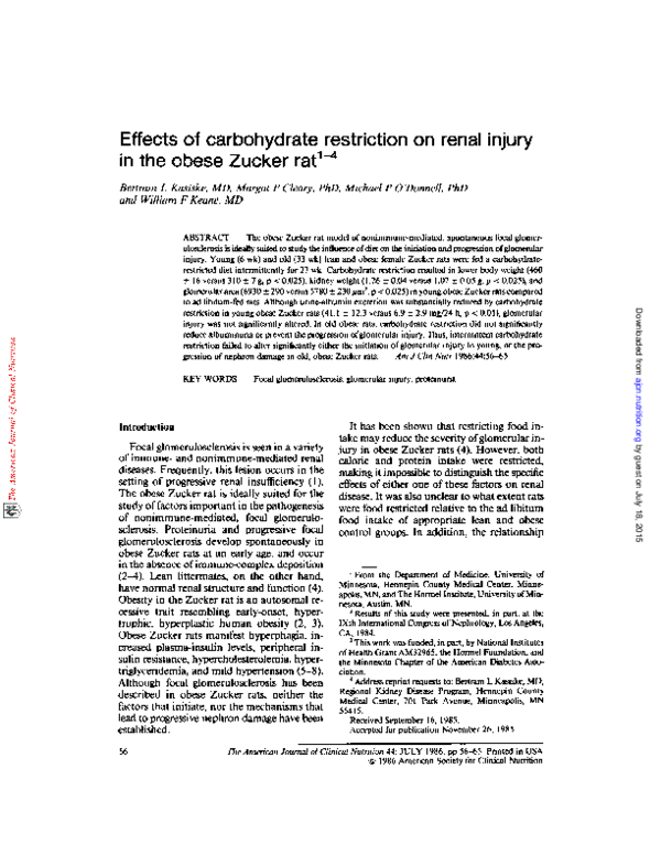 (PDF) Effects of carbohydrate restriction on renal injury in the obese ...