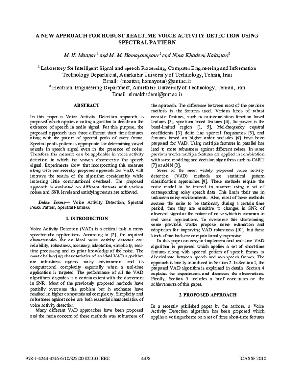 (PDF) A new approach for robust realtime Voice Activity Detection using ...