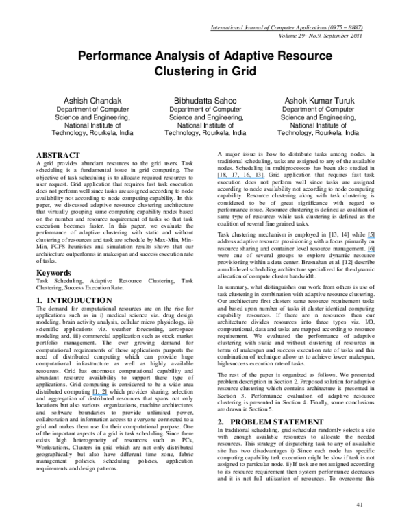 (PDF) Performance Analysis of Adaptive Resource Clustering in Grid