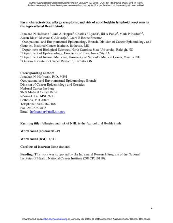 (PDF) Farm characteristics, allergy symptoms, and risk of