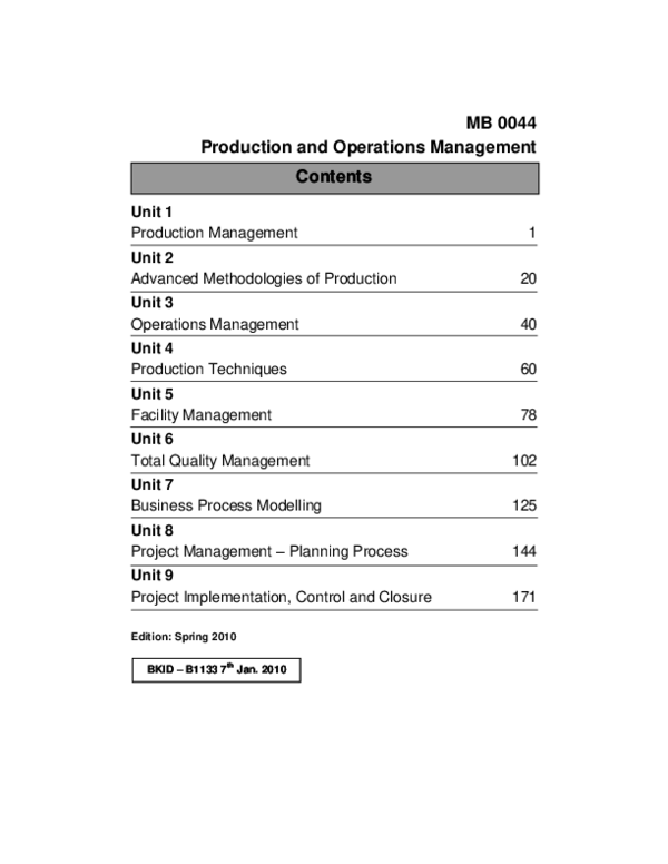 Pdf Mb 0044 Production And Operations Management Contents Rizwan Ali Academia Edu