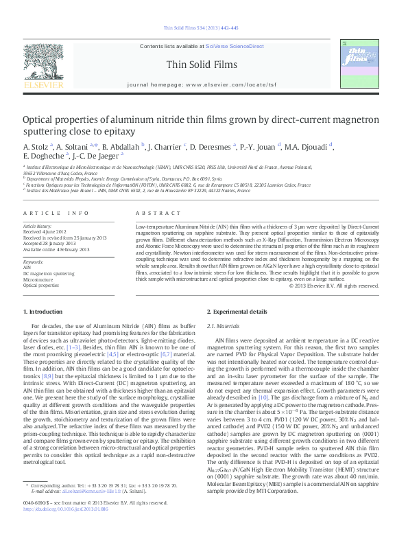 (PDF) Optical properties of aluminum nitride thin films grown by direct ...