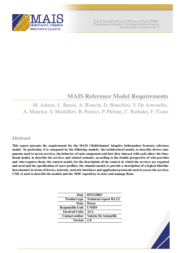 (PDF) MAIS Reference Model Requirements