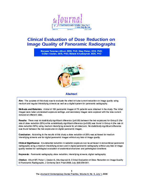 (PDF) Clinical evaluation of dose reduction on image quality of ...