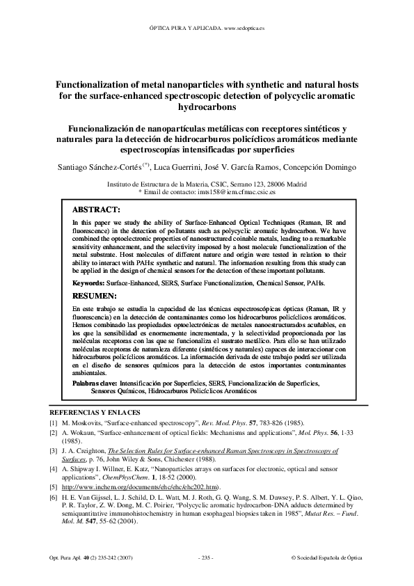 (PDF) Functionalization of metal nanoparticles with synthetic and ...
